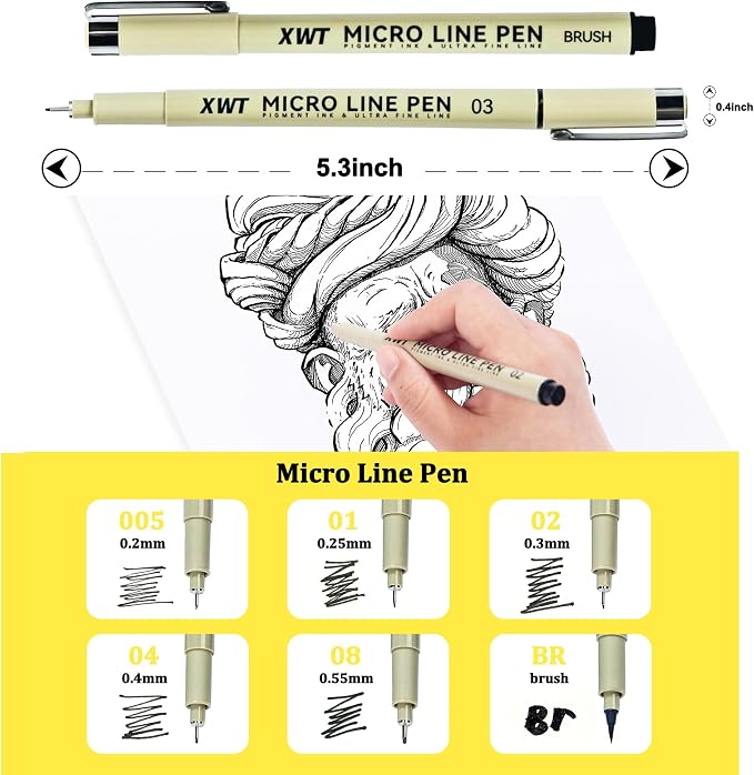 Micro Fineliner Pens 6 Size/Set, Ultra Fine Fineliner Pen, Brush Marker Pen - Image 2