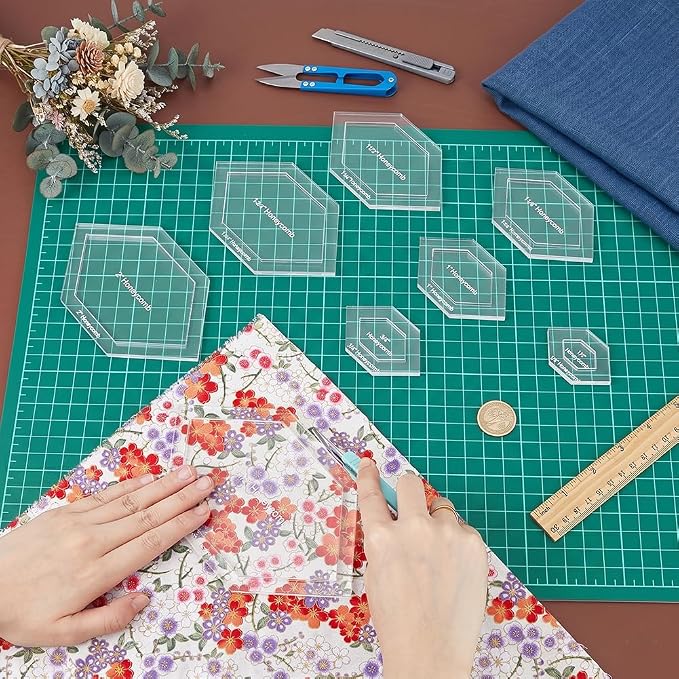 BENECREAT 16 Pcs Honeycomb Quilting Template, Acrylic Quilting Templates Rulers - Image 4