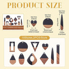 FASHEWELRY 20Pcs Resin Wooden Pendants 10 Styles Rectangle Teardrop Rhombus - Image 3