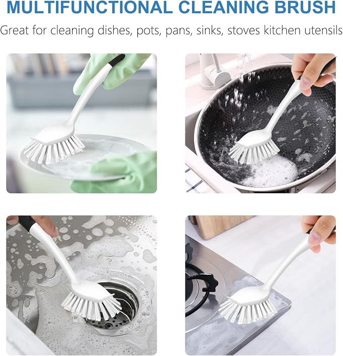 SetSail Dish Brush with Handle, 2 Pack Stiff Bristles Dish Scrubber with - Image 6