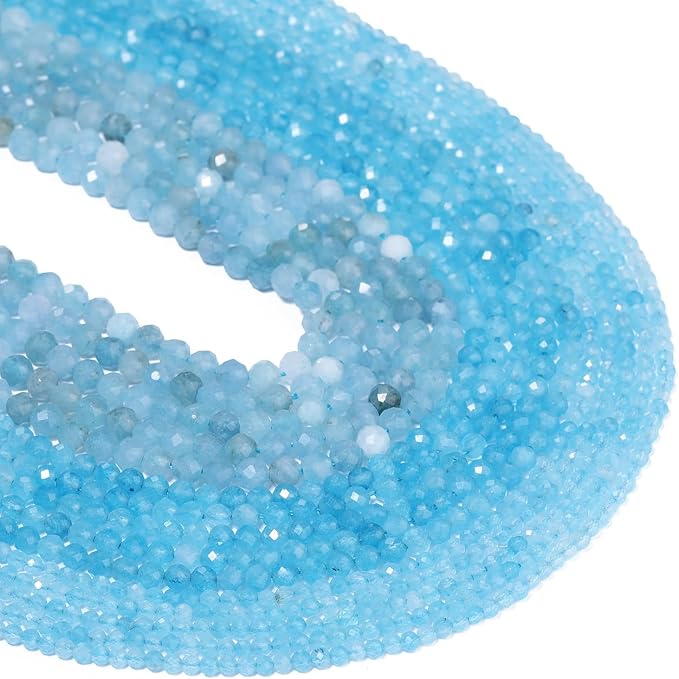4mm 90pcs Deep Color Aquamarine Tiny Gemstone Beads - Image 7