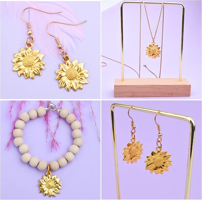 BronaGrand 60pcs Sunflower Pendant Charms Alloy Sunflower Bead Charms Flower - Image 5