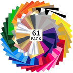 FUNKAKA HTV Heat Transfer Vinyl Bundle, 62 Pack 12" x 10" Sheets HTV Vinyl by FUNKAKA