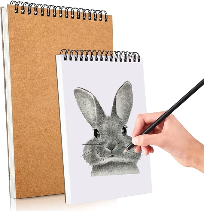 2 Pack Sketch Book, A4 A5 Spiral Bound Sketch Pad 160GSM Sketchbook, Acid Free by FONTSATTY
