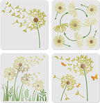 ORIGACH 4 Pcs 12 x 12 Inch Reusable Dandelion Wall Painting Stencils | - Image 2