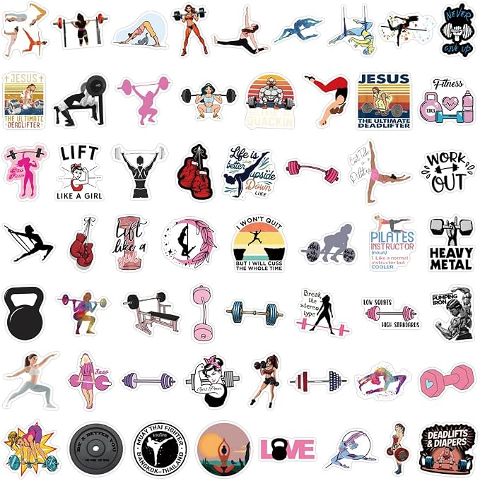 55 pcs Fitness Gym Workout Stickers, Motivational Weightlifting Yoga Exercise - Image 2