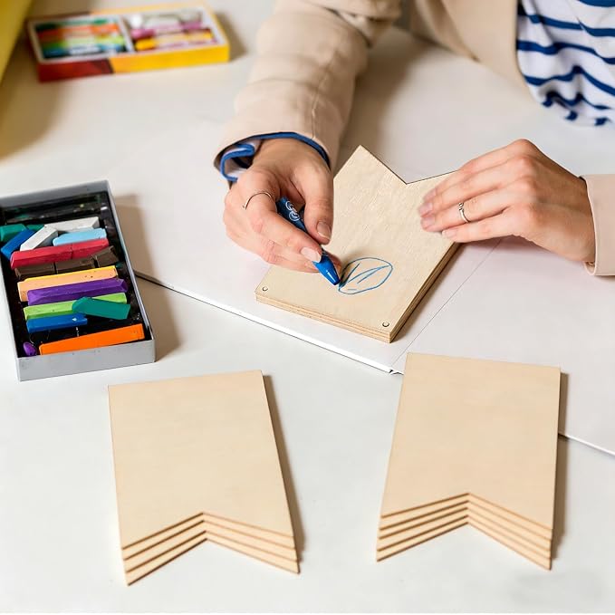 50 Pack Unfinished Blank Wood Signs Wooden Blocks - Image 3