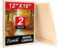 ESRICH 12x16 Inch Wood Panels for Painting, 2 Pack Craft Wood Canvas Boards by ESRICH