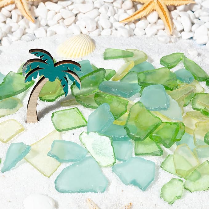 Jetec 11 oz Sea Glass for Crafts Pieces Decor Flat Frosted Sea Glass Vase - Image 3