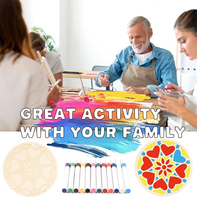 Wooden Mandala Wind Chime Ornaments Painting Craft, 8 Style Cutouts - Image 6