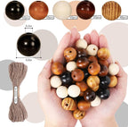 Whaline 240 Pcs Natural Wood Beads Rustic Color Round Wooden Bead Farmhouse - Image 2