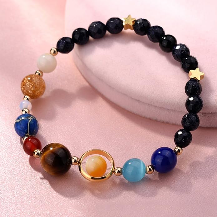 Women Stone Bead Charm Bracelet Universe Galaxy the Eight Planets Nine Planets - Image 7