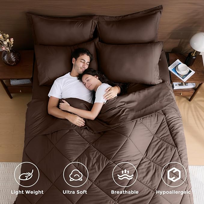 HEVUMYI Brown Cali-King Comforter Set - Image 2