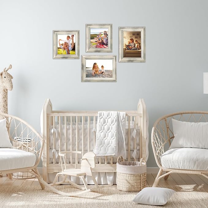 5x5 Picture Frames Set of 4 Vintage Photo Frame, Rustic Retro Photo Frame - Image 4