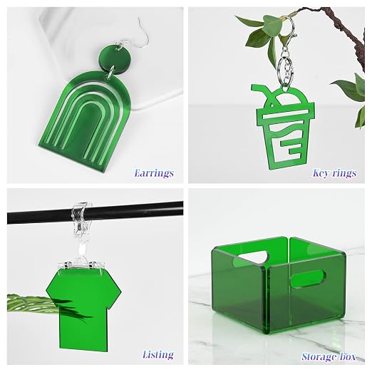 5 Pack Acrylic Sheet Green Transparent Colored Translucent Sheets Easy to Cut - Image 2