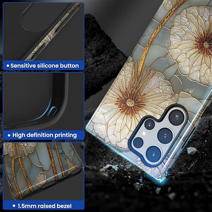 for Samsung Galaxy S23 Ultra Case, Dandelion Stained Glass Pattern Glossy 2 in - Image 3