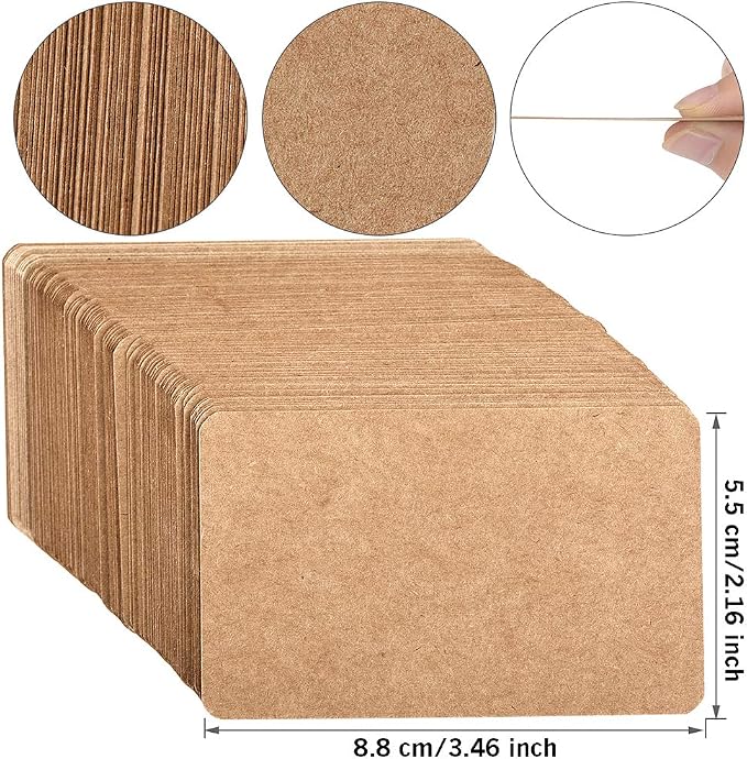 Nettbe 100pcs 3.54"x2" Blank Kraft Paper Business Card, Words Message Notes - Image 2