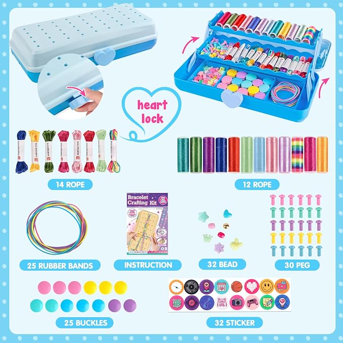 TingingYuli Friendship Bracelet Making Kit, 3-Layer Storage Box, Gift 6-12 | - Image 2