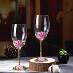Simcat Handmade Painted Enamel Flower Glass Wine Glasses Transparent Refined - Image 5