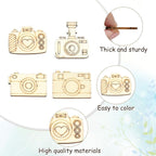 200 pcs Mixed Styles Camera Theme Unfinished Wooden Cutout Charms Travel - Image 3