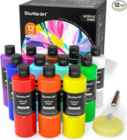 Shuttle Art 12 Colors Acrylic Paint, 250ml/8.45oz Bottles Acrylic Paint Set by ShuttleArt