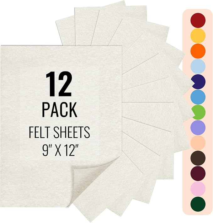 IONTACH 9" X 12" Felt Fabric Sheets 1.6mm Thick | Soft Felt by IONTACH