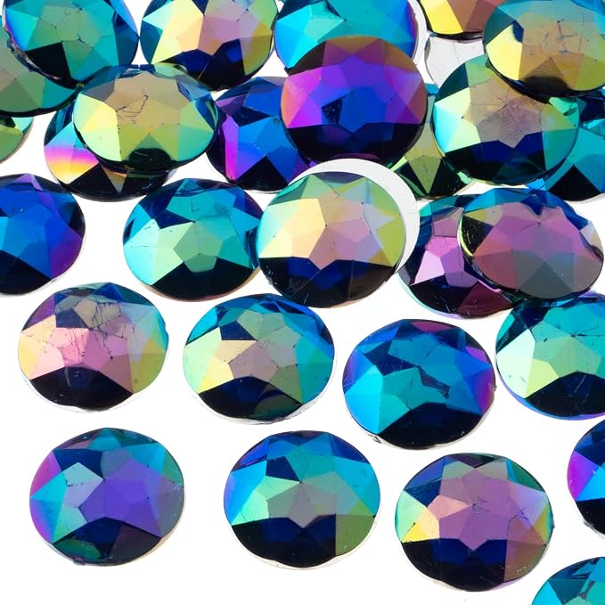 John Bead 200 Pieces 20mm, Royal Blue AB, Acrylic Round Flat Back Rhinestones by JohnBead