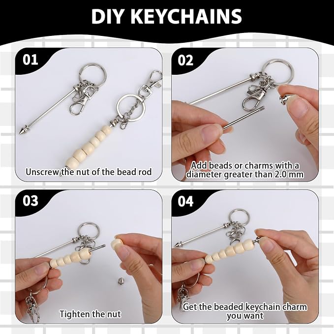 24Pcs Beadable Keychain Bars Bead Keychain Making Kit Blank Keychains Beaded - Image 4