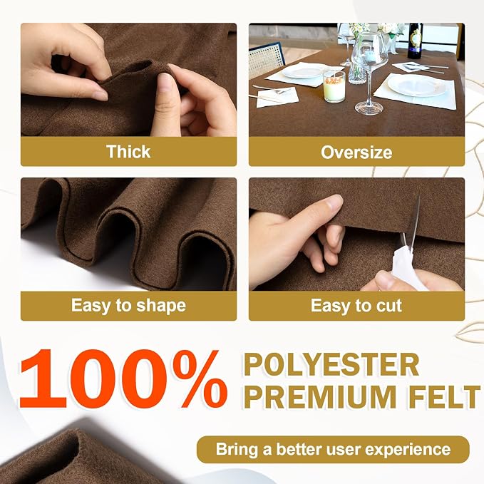 XSEINO Chocolate Brown Large Felt Fabric 36" X 36 ", 1.4 mm Thick Soft Felt - Image 4