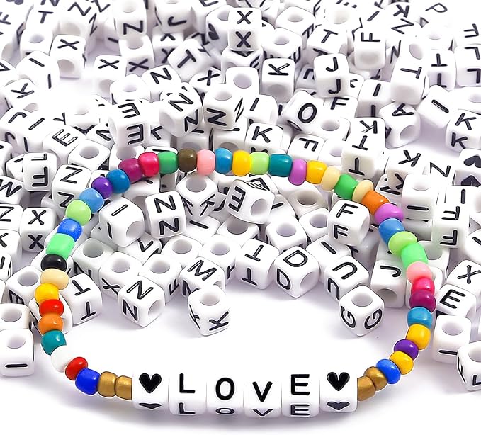 YMSDZHL Alphabet Beads A-Z 1200+Pcs Letter Beads, Acrylic 4x7mm Round Letter - Image 5