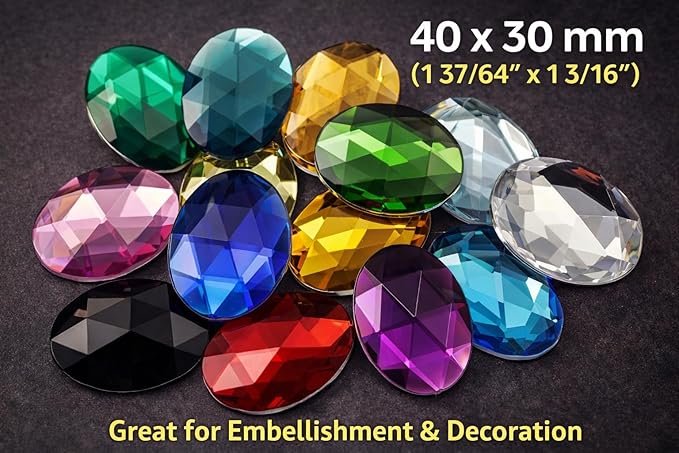 40x30mm Purple Amethyst H105 Large Flat Back Oval Acrylic Rhinestones Cosplay - Image 4