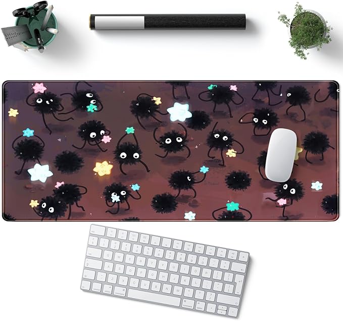 Desk Pad Anime Black Pom Poms Gaming Mouse Pad Large Star Designs Desk Office - Image 5