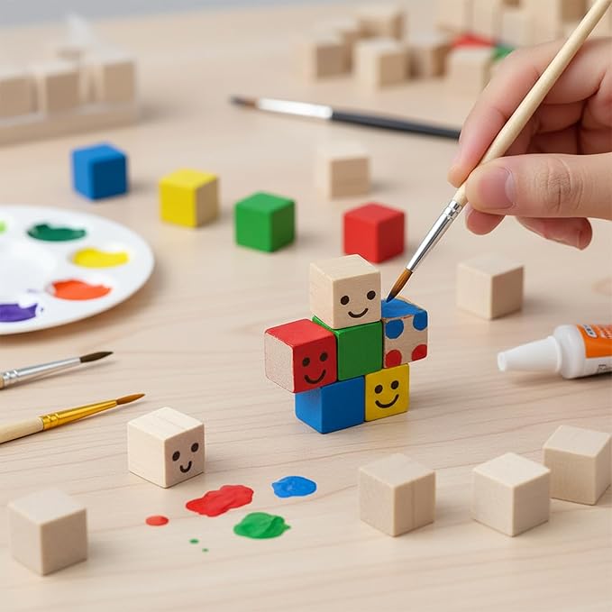 1cm Wood Blocks for Crafts, Natural Pine Small Wood Square Blocks, Wooden Cubes - Image 6