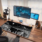 Black and White Desk Mat Dark Nature Forest Mouse pad XXL Starry Night Mountain - Image 7
