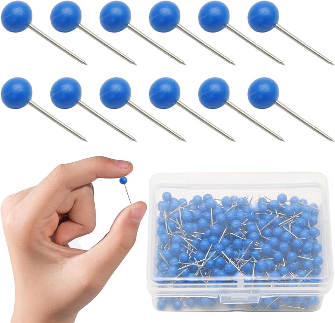 Blue Map Pins, 1/8 Inch, Round Ball Head | Map Tacks, Push Pins - Image 7