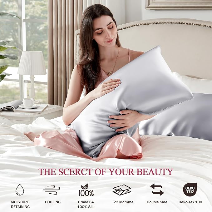 100% Silk Pillow Cases Queen Size Mulberry Silk Pillowcase - Image 6