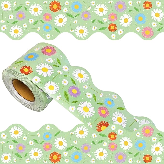 69 Feet Daisy Bulletin Board Borders Spring Floral Border Green Flowers by Unknown