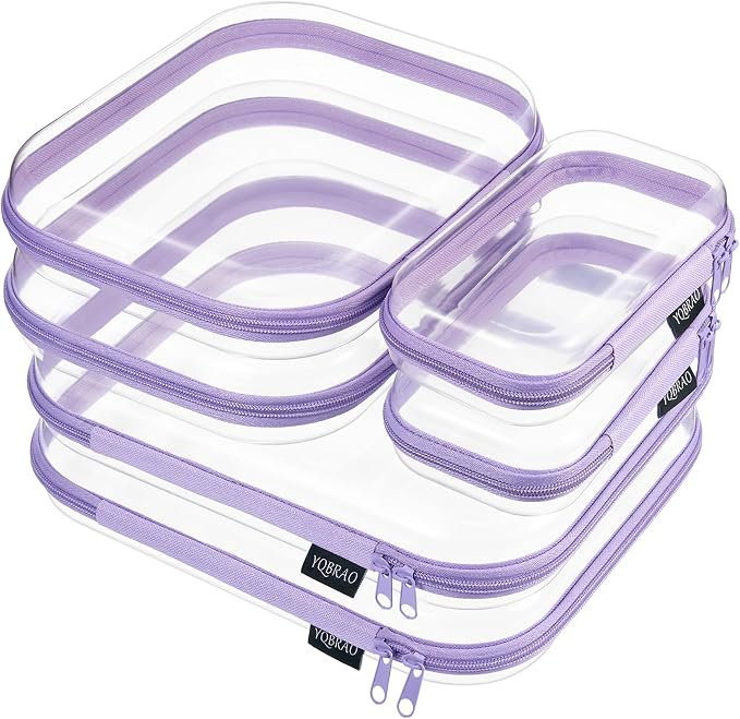 YQBRAO 6 Pack Royal Purple Clear Hard Shell Zipper Case, 1.2mm Heavy Duty Art by Unknown
