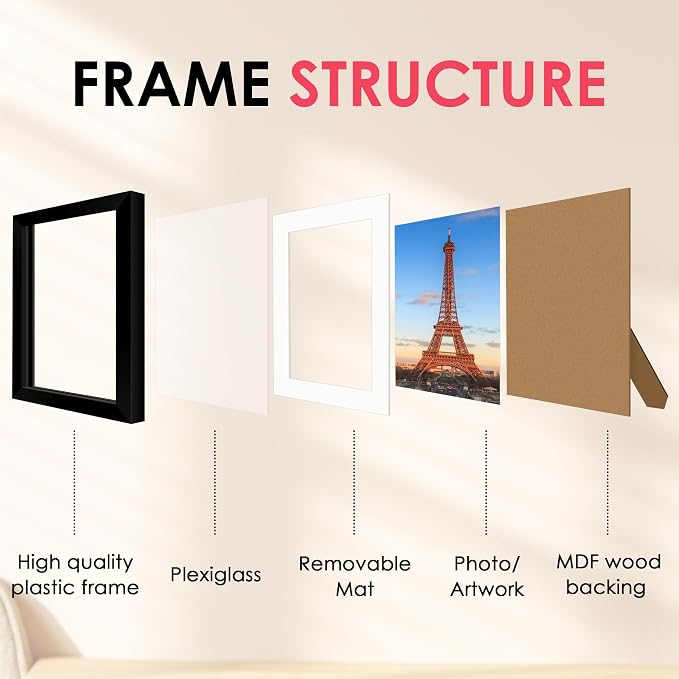 FIXSMITH 8.5x11 Picture Frame, Display Pictures 6x8 - Image 3