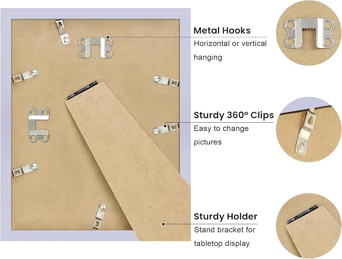 8x10 Picture Frame with Real Glass, Wooden cute 8 x 10 Photo Frame with Wavy Mat - Image 3
