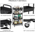 JIUYOTREE 4-Tier Plastic Rolling Storage Cart Utility Cart - Image 7