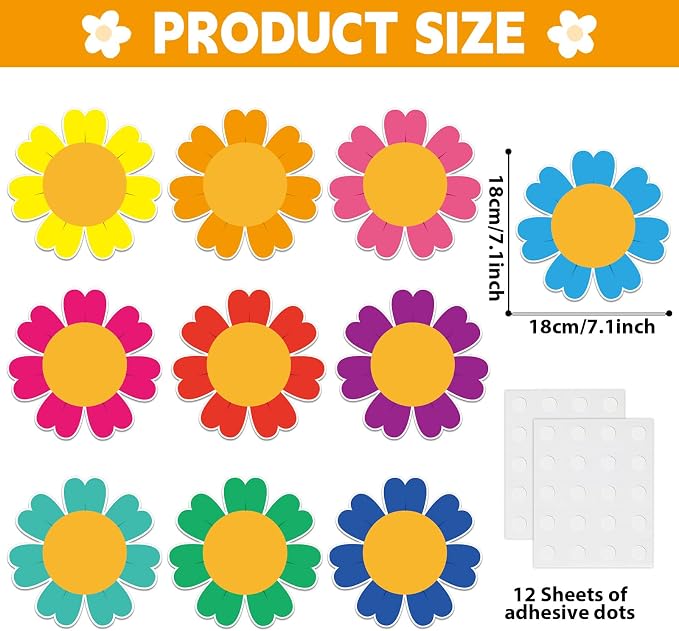 gisgfim 80Pcs Colorful Flower Cutouts Back to School Decorations Bulletin Board - Image 2
