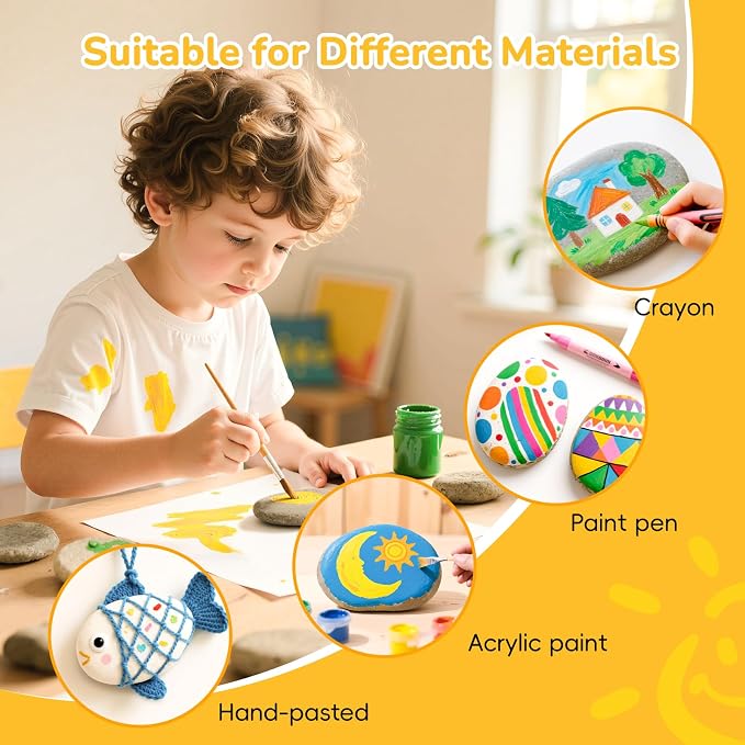 Simetufy 30Pcs Large Rocks for Painting 3.3-4.5Inch Natural River Stones for DIY - Image 5