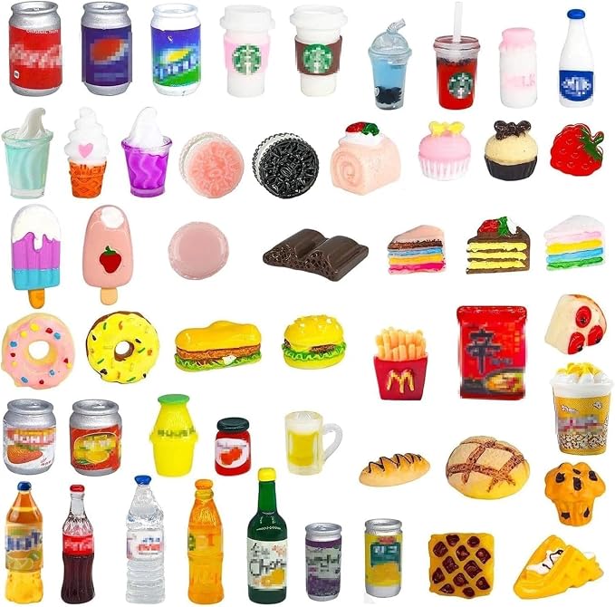 50 Pcs Miniature Food Drink Bottles Soda Pop Cans Pretend Play Kitchen Game by HSJH
