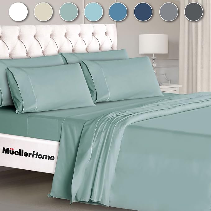 Mueller Ultratemp King Size Sheets Set, Super Soft 1800, 6 Piece, Deep Pocket - Image 9