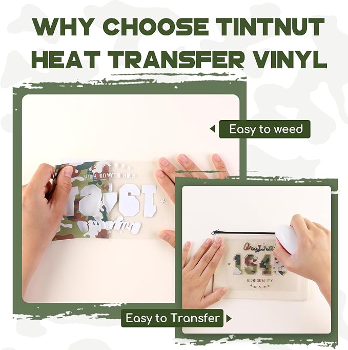 Tintnut Multi-Style Camo Heat Transfer Vinyl, easy cut & weed, stretch washable - Image 3