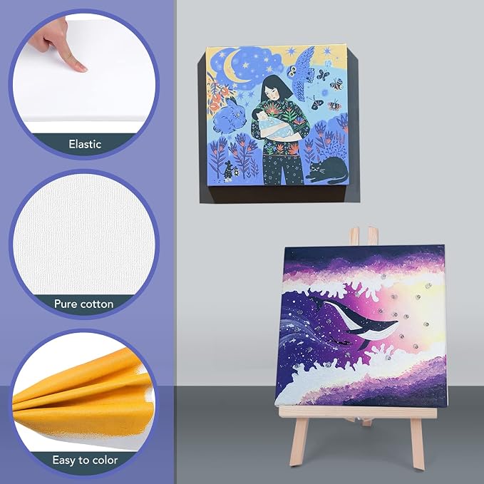 Stretched Canvases for Painting, Primed Acid-Free, 5/8 Inch Thick Wood Frame - Image 4