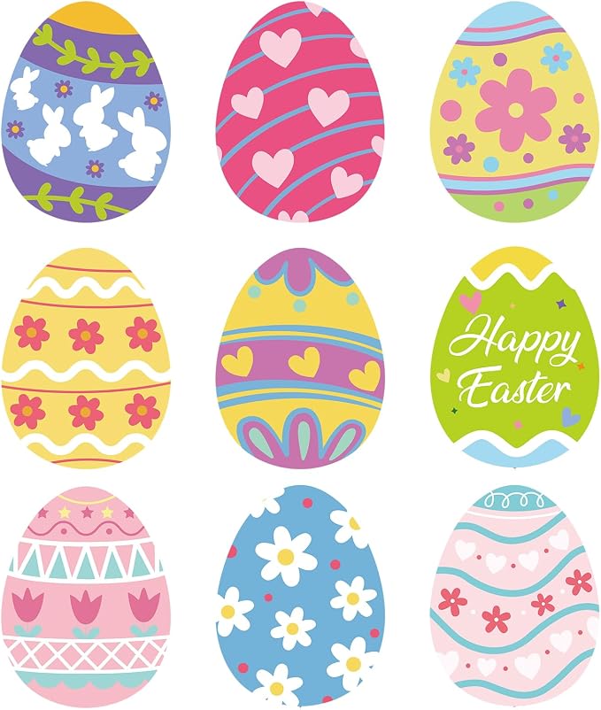 54Pcs Easter Egg Cutouts, Spring Classroom Bulletin Board Decorations, by PAIVSUN