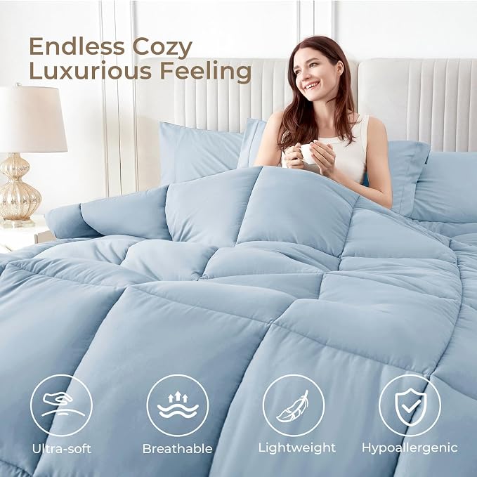 Sasttie Queen Comforter Set, 7 Pieces Bed in a Bag Queen, Complete Bedding Set - Image 2