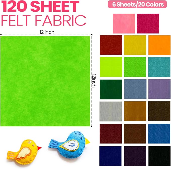 Moukeren 120 Pcs 12 x 12 Inch Felt Sheets Bulk - Image 3